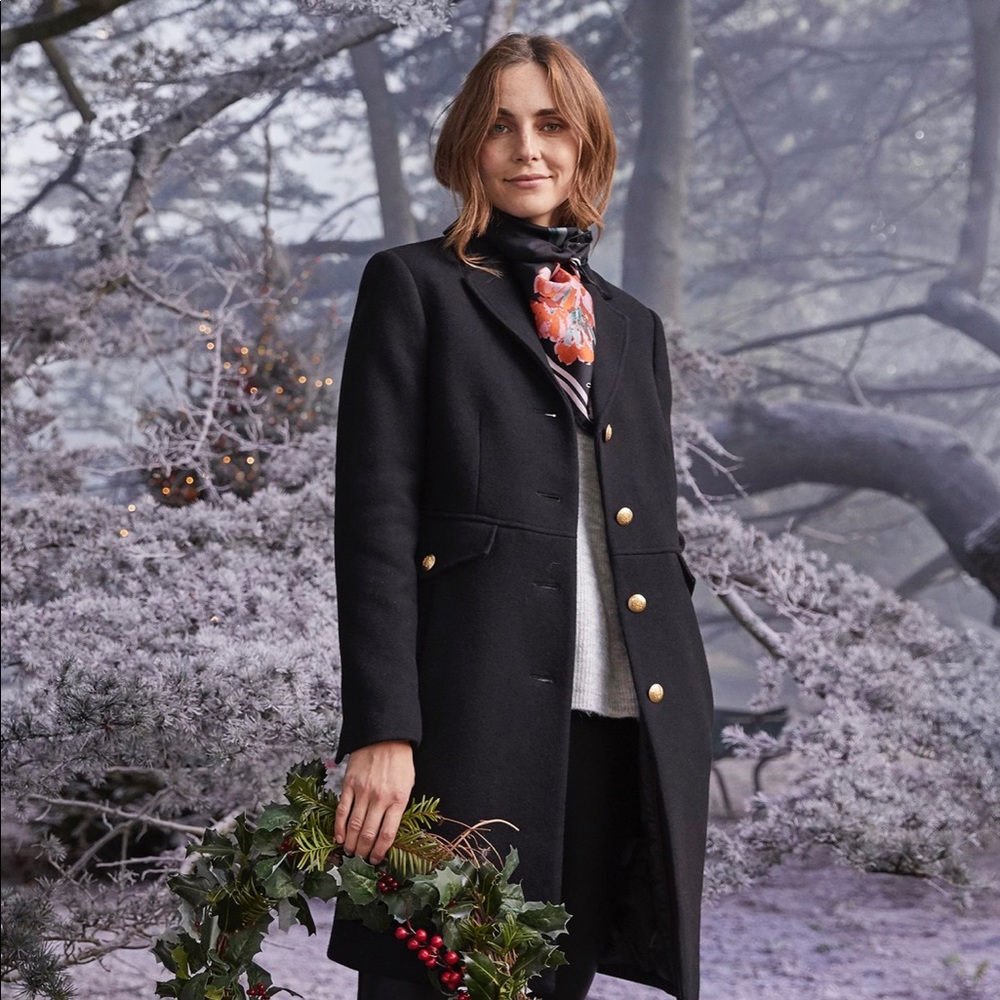 NWT Joules Black Tweed Mid Length Coat 🧥